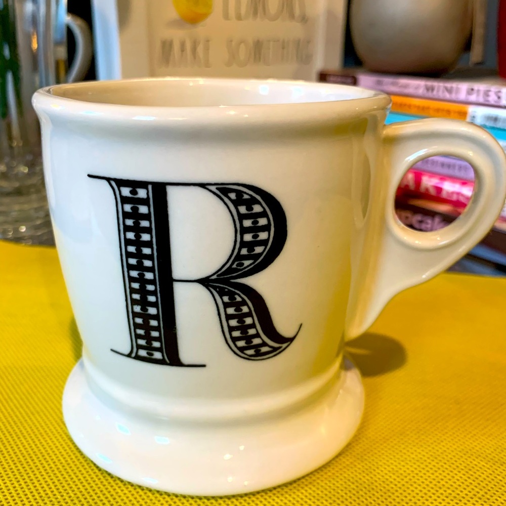 Anthropologie Monogram Initial “R” Coffee Tea Mug, Cup. Great condition.